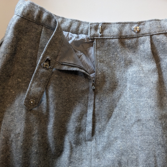 🩶 Vintage Wool Tweed Pleated A-Line Midi Skirt, XS/S - Picture 6 of 10